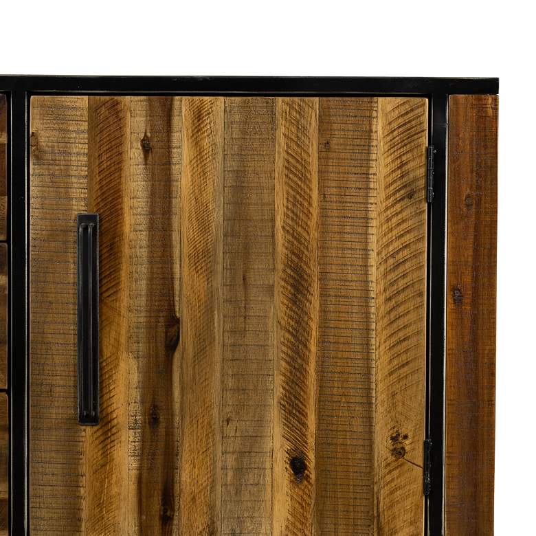 Image 6 Cusco 57" Wide Rustic Antique Acacia Wood and Metal 3-Drawer Buffet more views