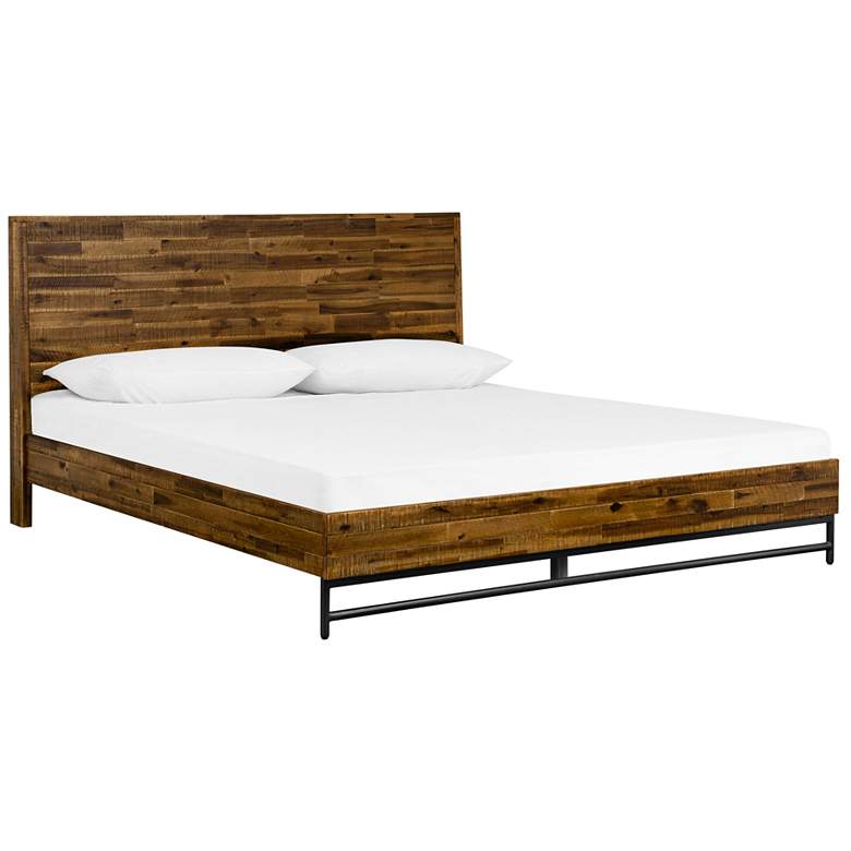 Image 1 Cusco King Platform Bed in Antique Acacia Wood and Metal