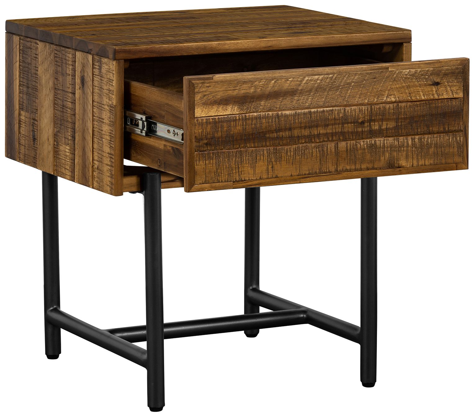 Image 4 Cusco Nightstand with 1 Drawer in Rustic Acacia Wood more views