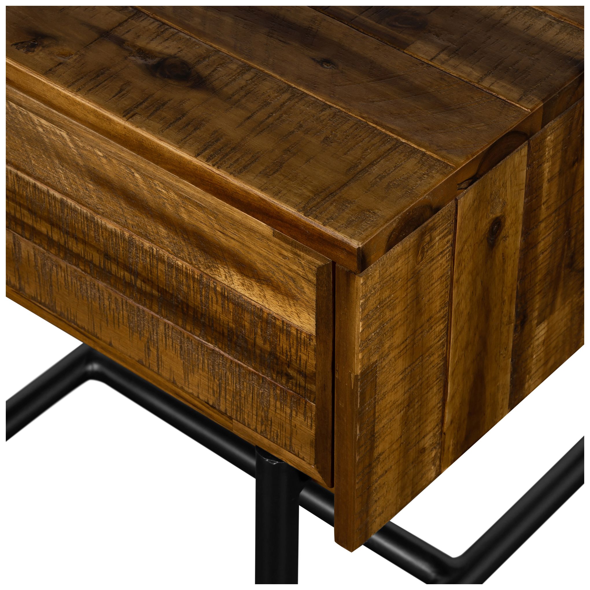 Cusco Nightstand with 1 Drawer in Rustic Acacia Wood