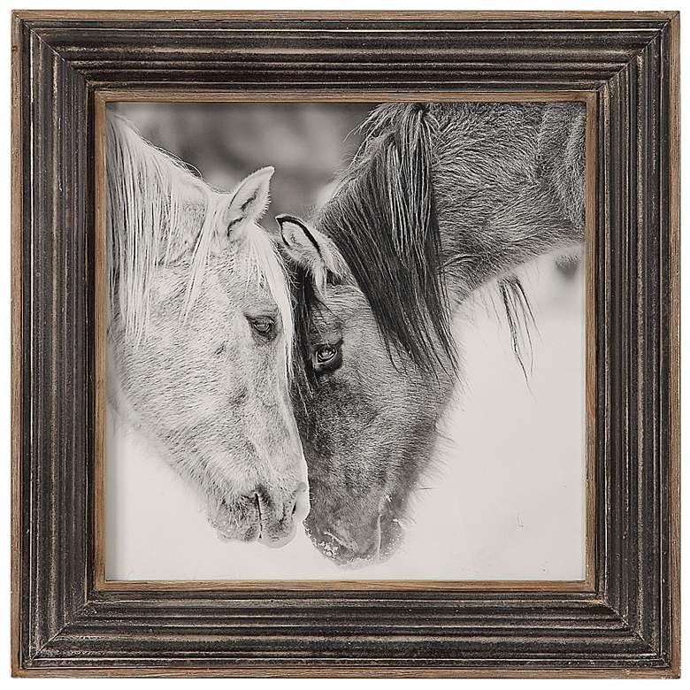 Image 2 Custom Black and White Horses 31 1/2 inch Square Framed Wall Art