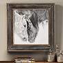 Custom Black and White Horses 31 1/2" Square Framed Wall Art