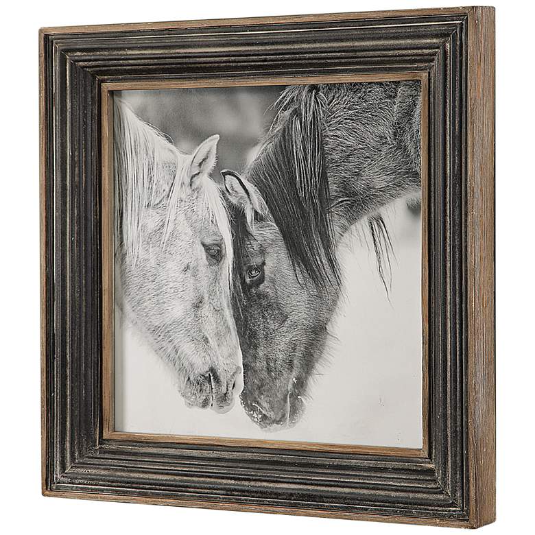 Image 3 Custom Black and White Horses 31 1/2 inch Square Framed Wall Art more views