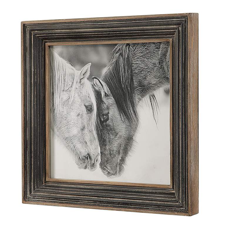 Image 3 Custom Black and White Horses 31 1/2 inch Square Framed Wall Art more views