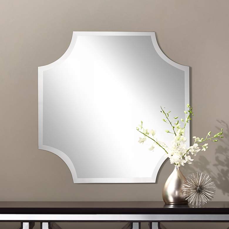 Image 1 Cut Corner Frameless 30 inch x 30 inch Beveled Wall Mirror