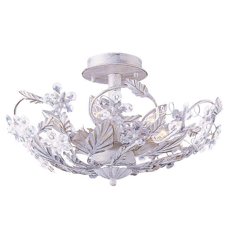 Image 1 Cut Crystal Flower 16 inch Wide Ceiling Light Fixture