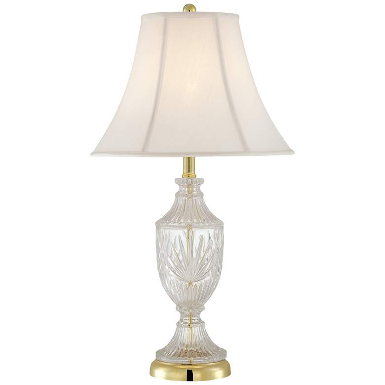 Cut Glass Urn With Brass Accents Lamp with Table Top Dimmer