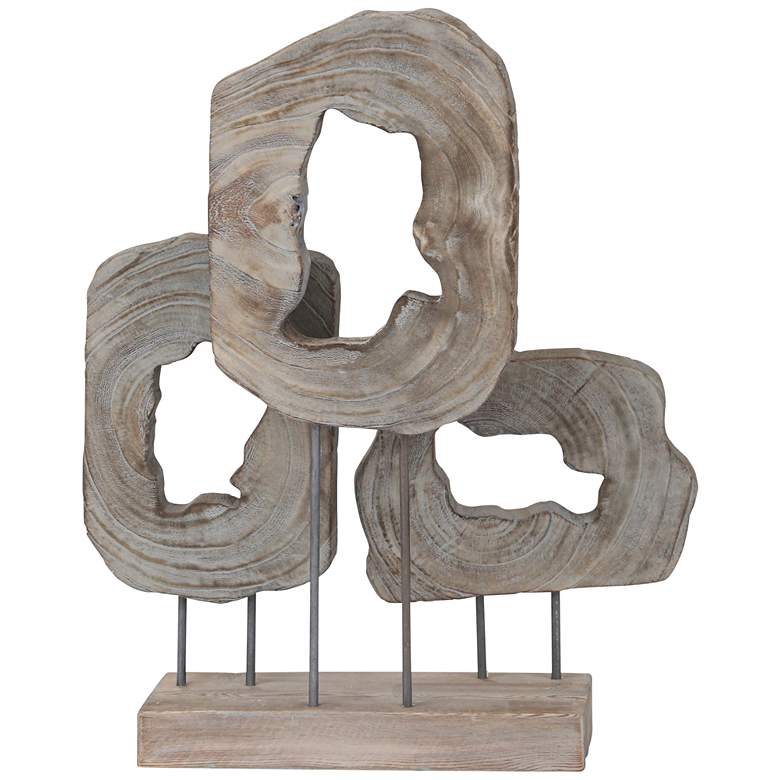 Image 1 Cut Log Brown Wood 23 1/2 inch High Tabletop Sculpture