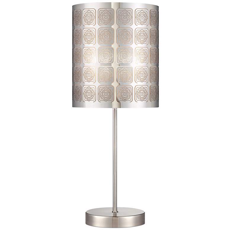 Image 1 Cut-Out Steel Square Pattern 19 1/2 inch High Accent Table Lamp