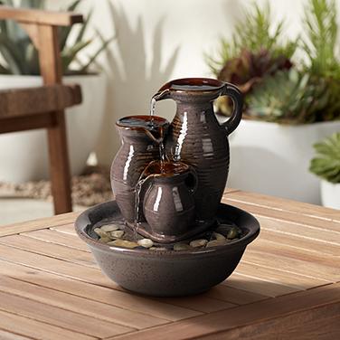 Cutie Triple Jug Indoor-Outdoor 8 1/4" High Tabletop Fountain