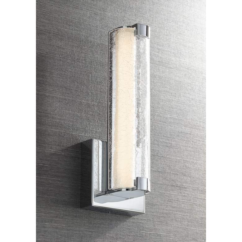 Image 1 Cutler 13 1/2 inch High Chrome and Crackle Glass LED Wall Sconce