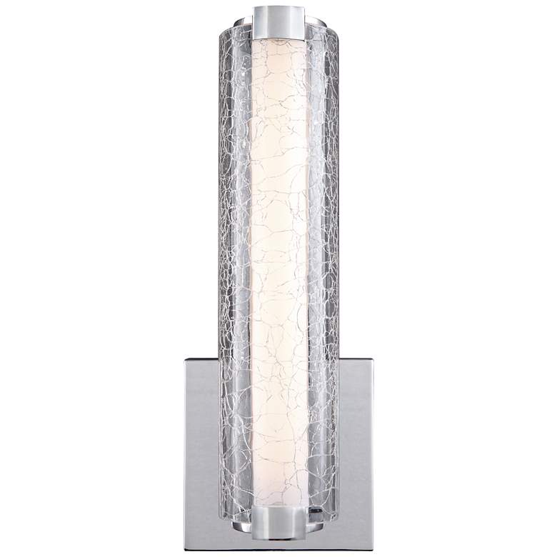 Image 1 Cutler 13 1/2" High Chrome and Crackle Glass LED Wall Sconce