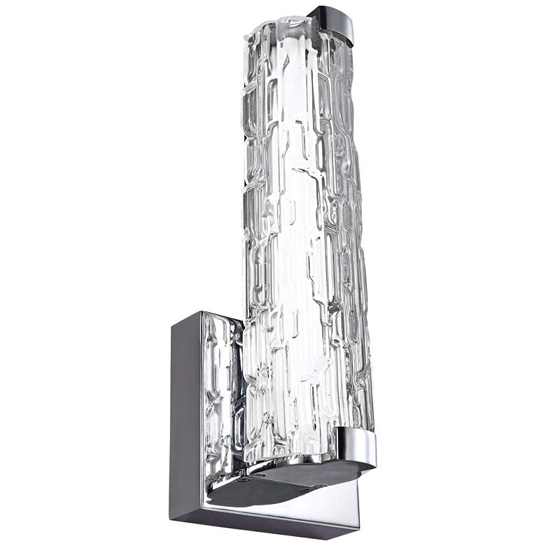 Image 1 Cutler 13 1/2 inch High Chrome and Stone Glass LED Wall Sconce