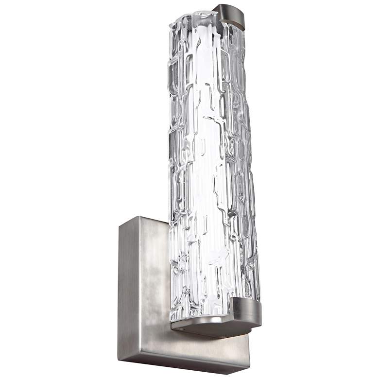 Image 1 Cutler 13 1/2 inch High Nickel and Stone Glass LED Wall Sconce