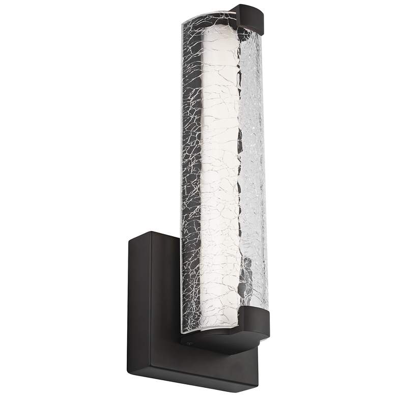 Image 1 Cutler 13 1/2"High Bronze and Crackle Glass LED Wall Sconce