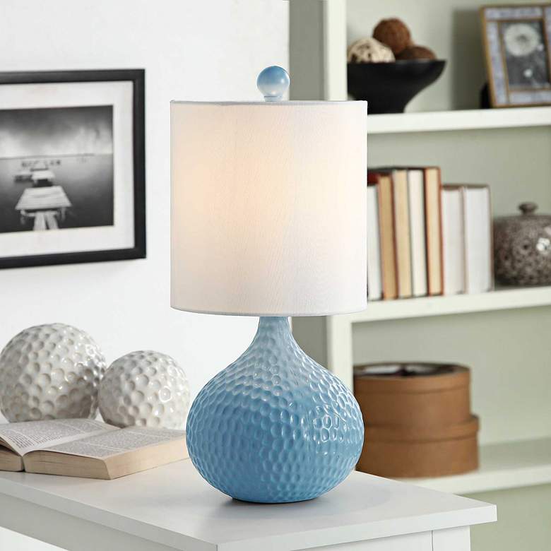 Image 1 Cutler 16 1/2" High Blue Ceramic Accent Table Lamp