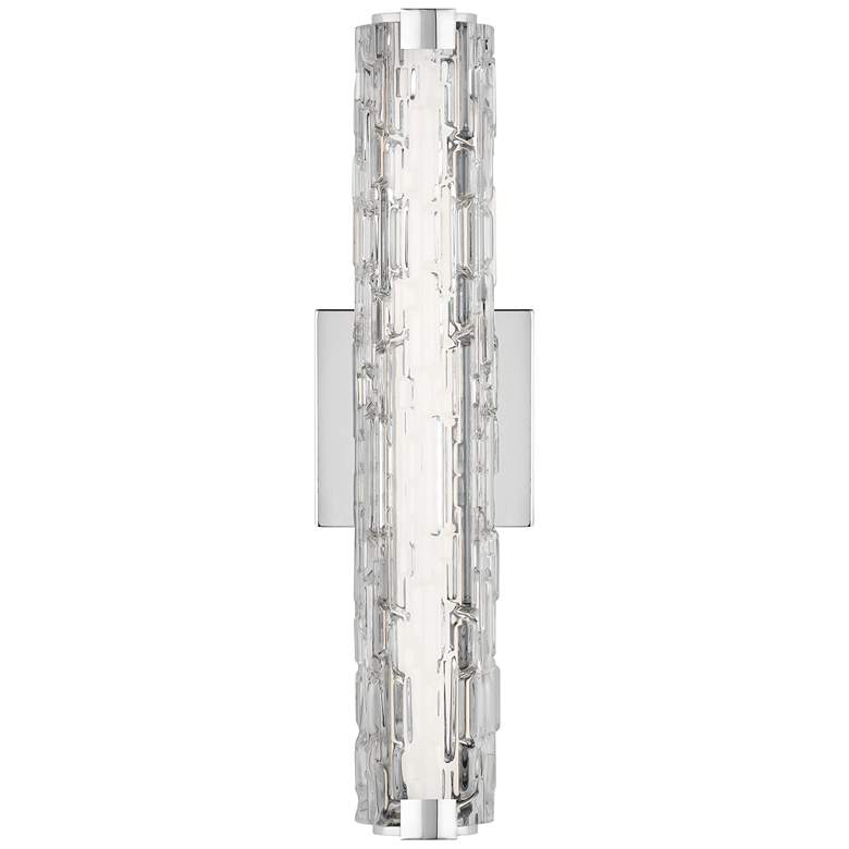 Image 1 Cutler 18" High Chrome and Rock Glass LED Wall Sconce