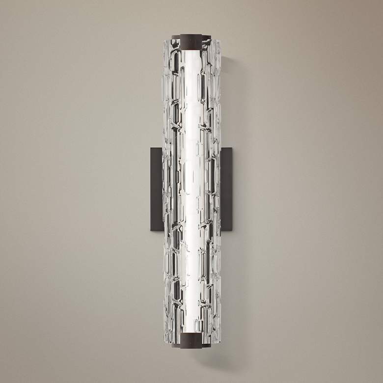 Image 1 Cutler 18" High Oil-Rubbed Bronze and Rock Glass Wall Sconce
