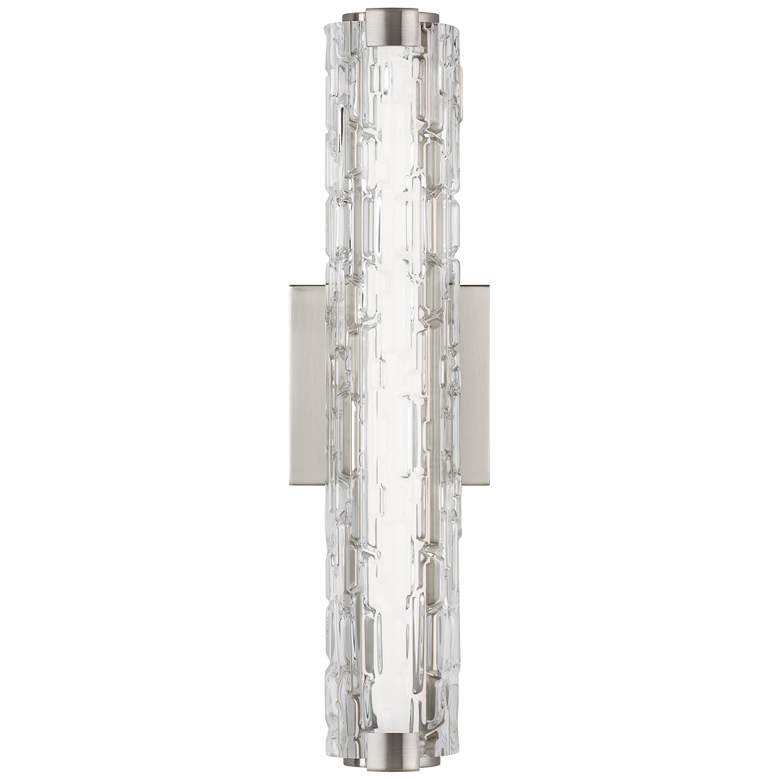 Image 1 Cutler 18" High Satin Nickel and Rock Glass Wall Sconce