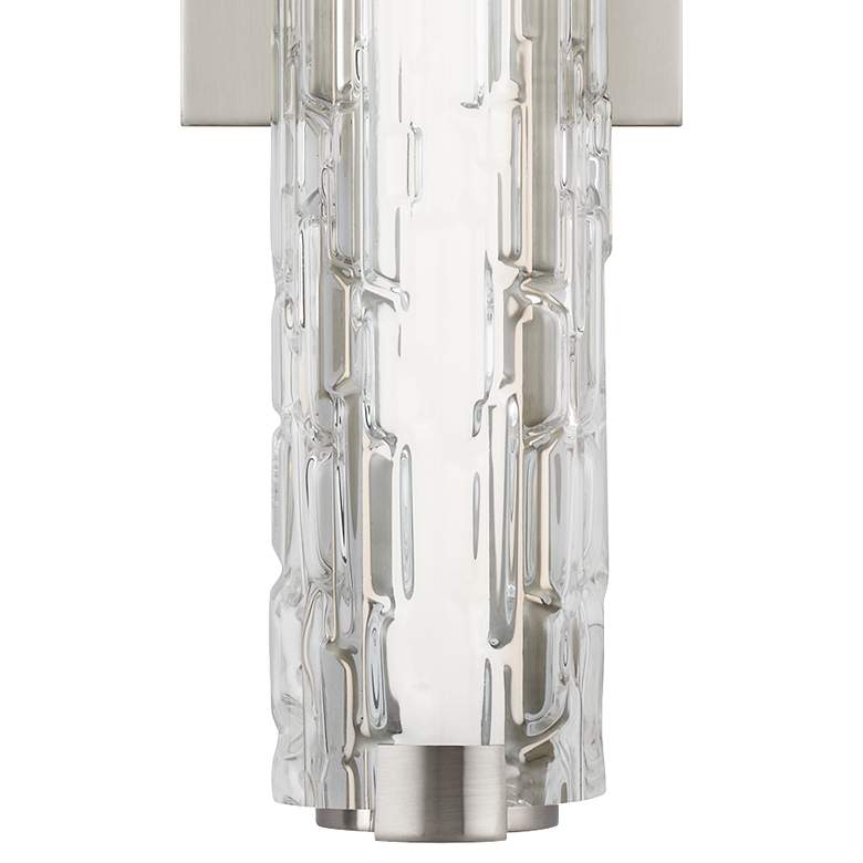 Image 2 Cutler 18 inch High Satin Nickel and Rock Glass Wall Sconce more views
