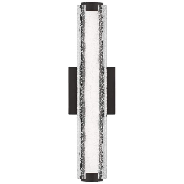 Image 1 Cutler 18"H Oil-Rubbed Bronze and Crackle Glass LED Sconce