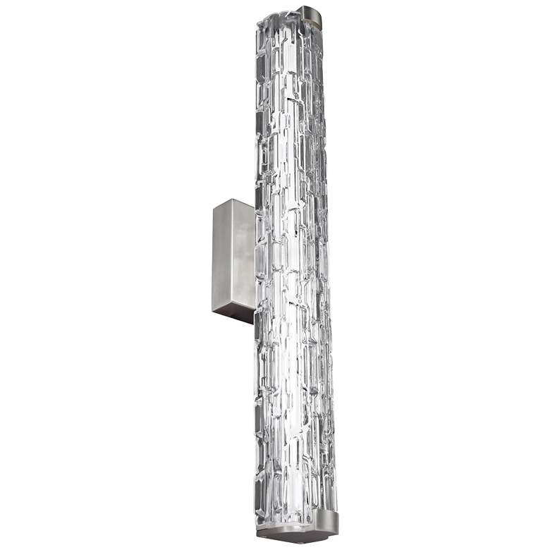 Image 1 Cutler 24 inch Wide Satin Nickel and Rock Glass LED Bath Light