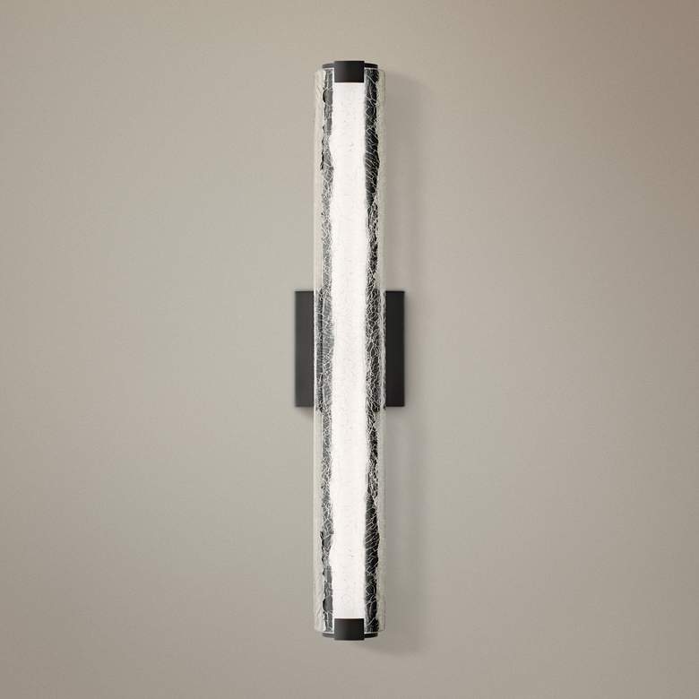 Image 1 Cutler 24"W Oil Bronze and Crackle Glass LED Bath Light