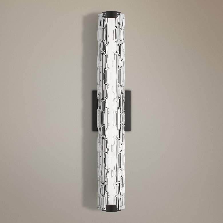 Image 1 Cutler 24"W Oil-Rubbed Bronze and Rock Glass LED Bath Light