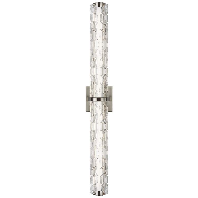 Image 1 Cutler 36 inch Wide Satin Nickel and Rock Glass LED Bath Light