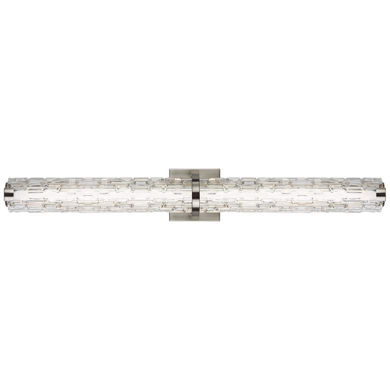 Image 3 Cutler 36 inch Wide Satin Nickel and Rock Glass LED Bath Light more views