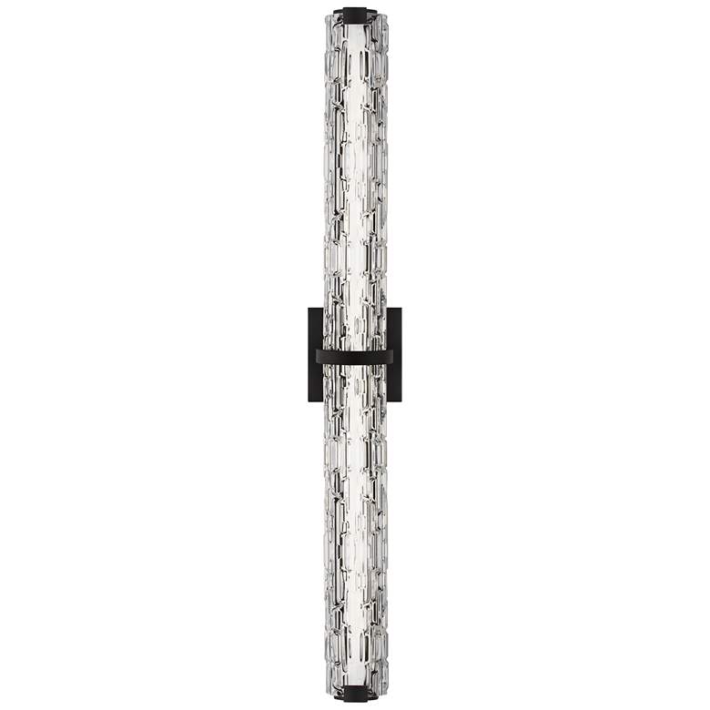 Image 1 Cutler 36"W Oil-Rubbed Bronze and Rock Glass LED Bath Light