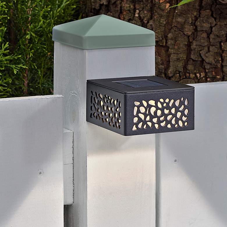 Image 1 Cutout 2" High Black Metal Solar LED Outdoor Post Light