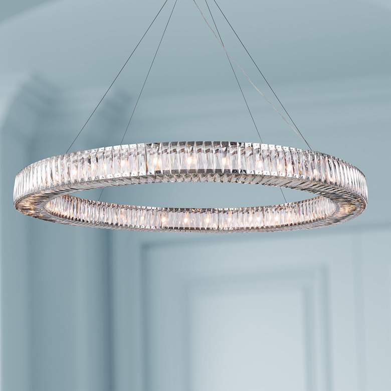 Image 1 Cuvette 63" Wide Chrome and Crystal Pendant Light