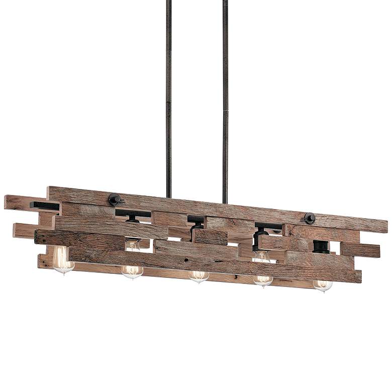 Image 1 Cuyahoga Mill 43 3/4 inch Wide Iron Modern Linear Kitchen Island Pendant