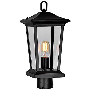 CWI Leawood 18" High Black Finish Outdoor Lantern Post Light
