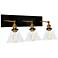 CWI Lighting Eustis 24" Black and Gold Brass 3-Light Vanity Bath Light