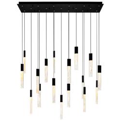 CWI Lighting Greta 48" Black 17-Light Modern Crystal LED Pendant