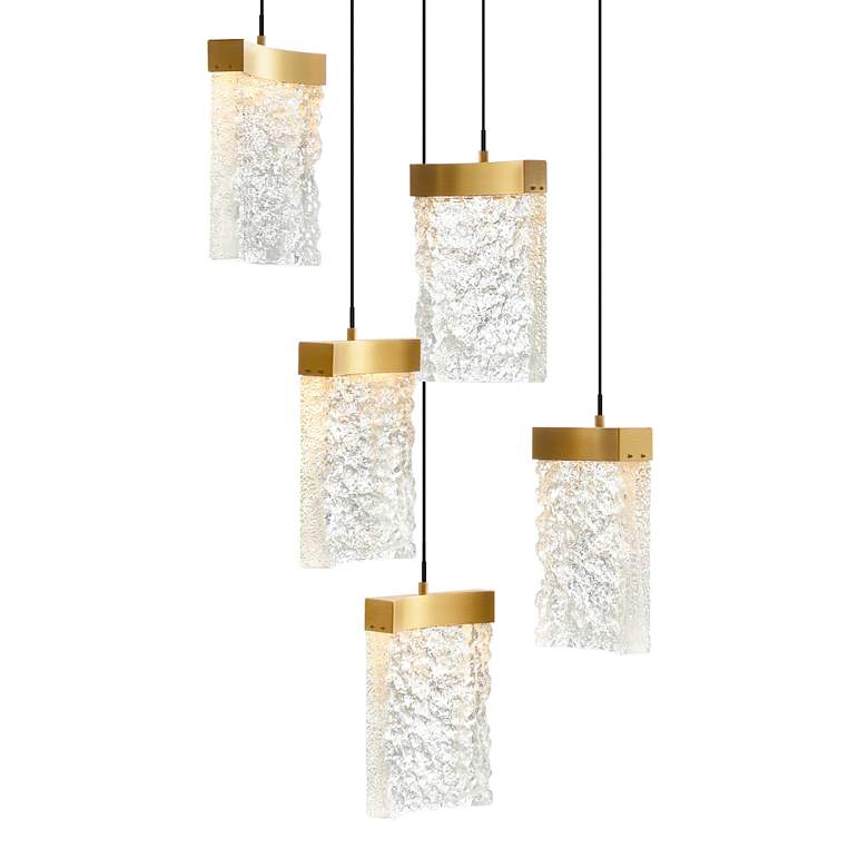 Image 2 CWI Lighting Lava 12" Wide Brass LED Multi-Light Modern Pendant more views