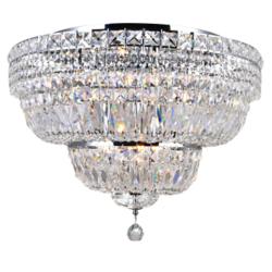 CWI Stefania 24" Wide 9-Light Chrome and Crystal Bowl Ceiling Light