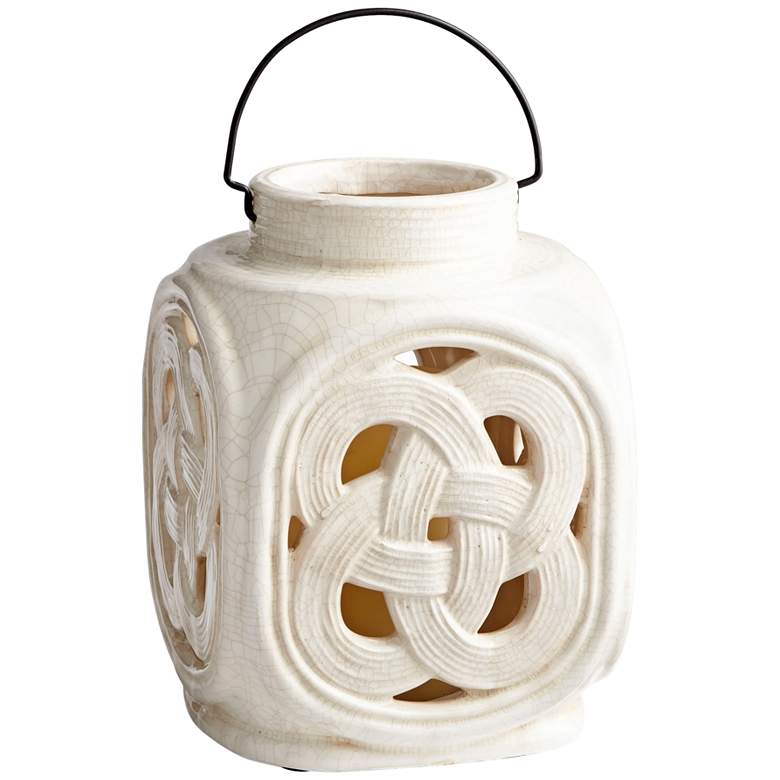 Image 1 Cyan Design 11" High Lattice White Crackle Small Ceramic Jar