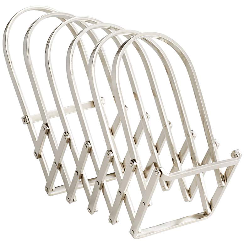 Image 1 Cyan Design 28 1/2" Accordian Polished Nickel Magazine Rack