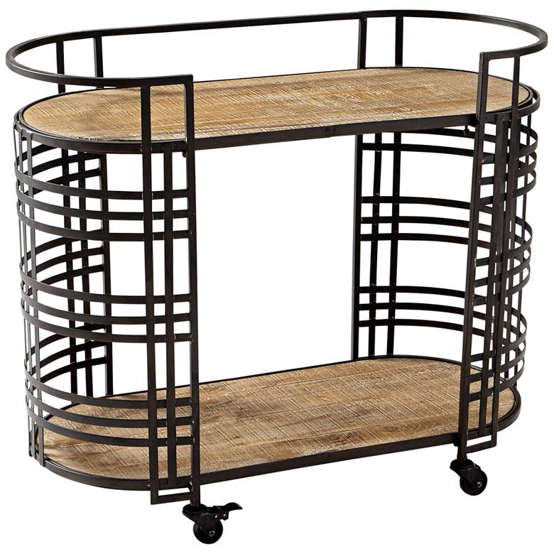 Image 1 Cyan Design 38 inch Wide Banded About Bronze and Wood Bar Cart