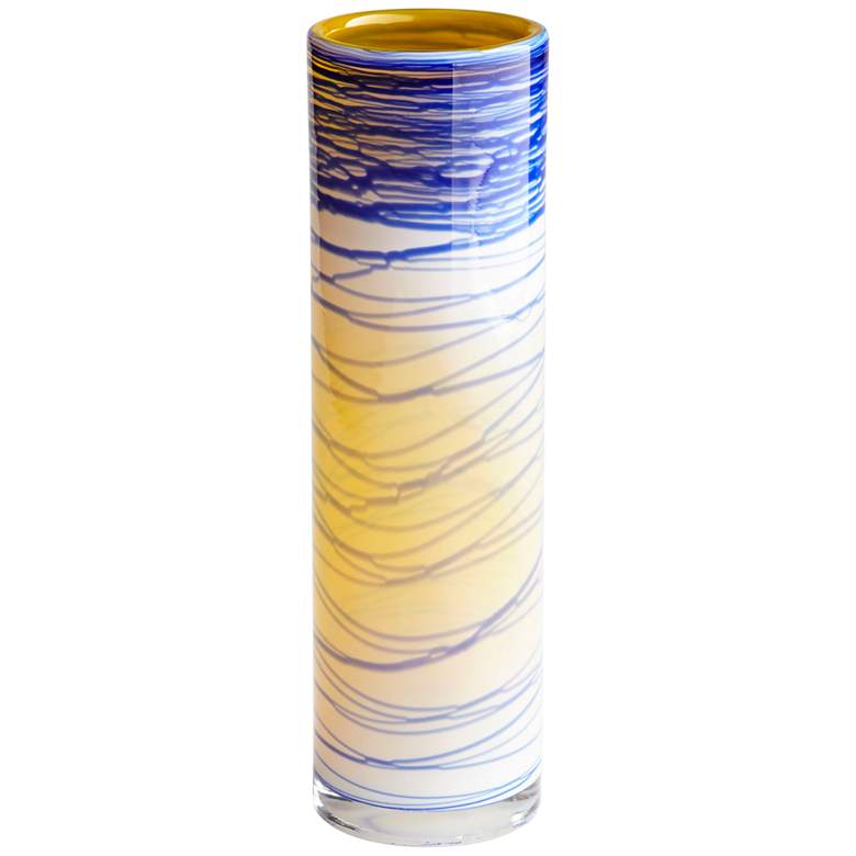 Image 1 Cyan Design Electric Wave Yellow 12 inch High Small Glass Vase