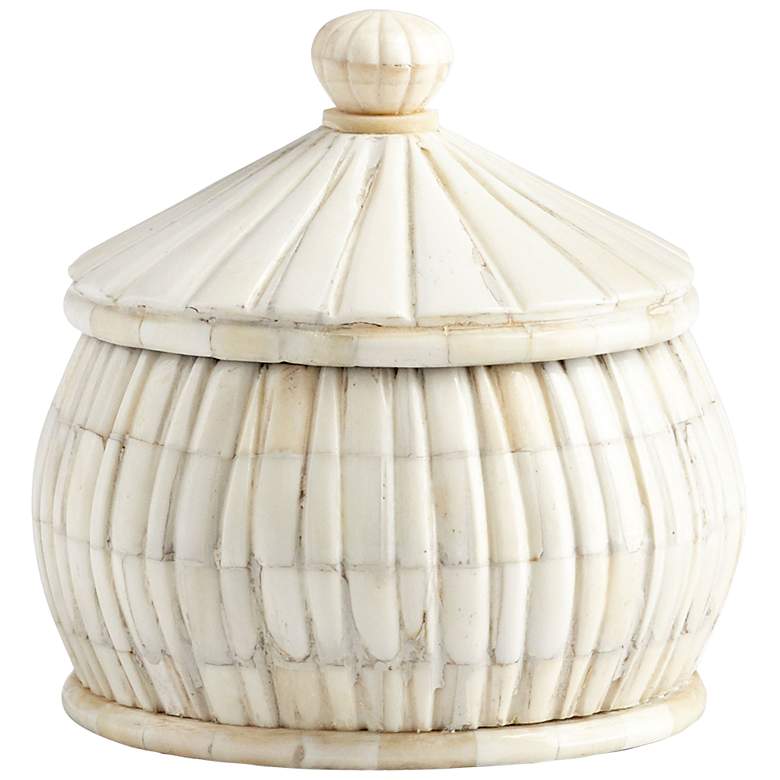 Image 2 Cyan Design For Keeps 6 1/4"H White Bone and Wood Container