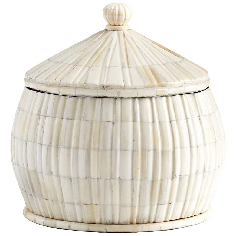Image 2 Cyan Design For Keeps 8 1/4"H White Bone and Wood Container