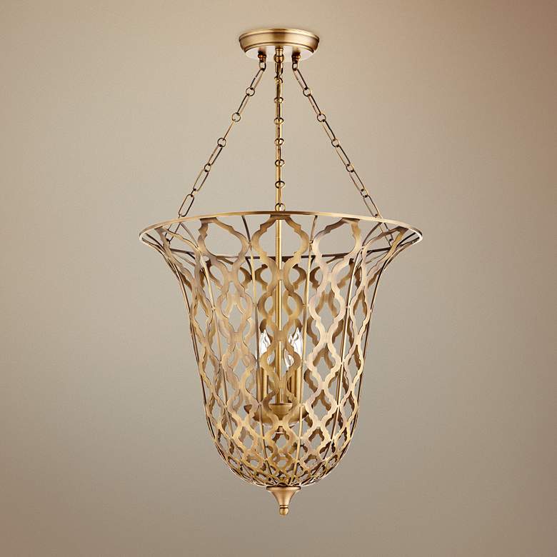 Image 1 Cyan Design Guinevere 20 1/4"W Aged Brass 4-Light Pendant
