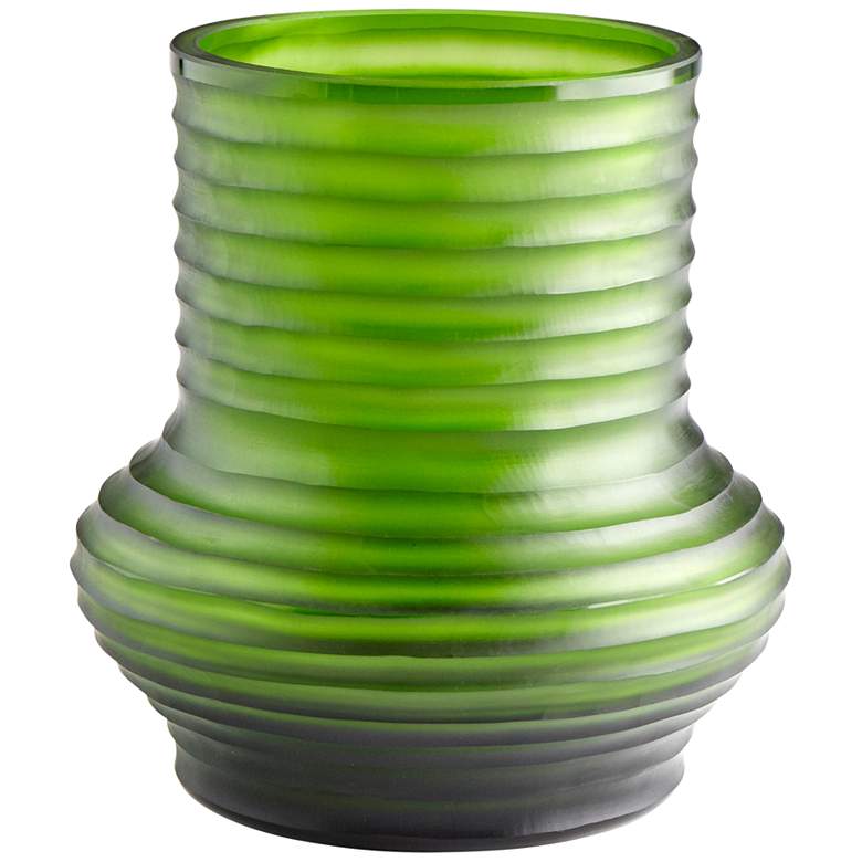 Image 1 Cyan Design Leo 9" High Large Ribbed Green Glass Vase