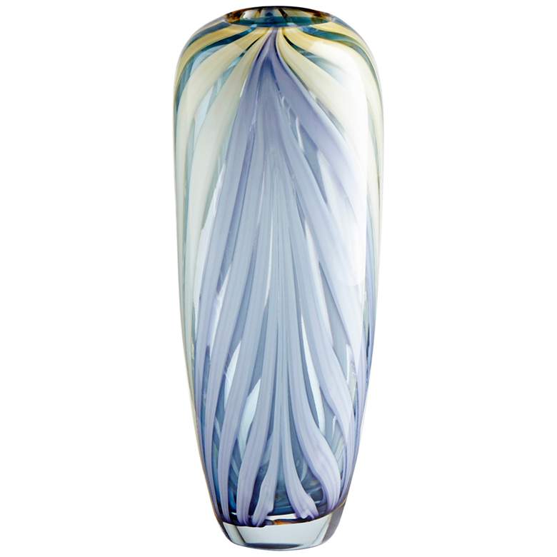 Image 1 Cyan Design Rhythm 14 1/4" High Purple and Yellow Glass Vase