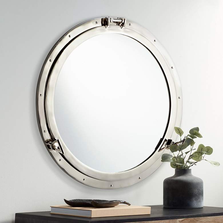 Image 1 Cyan Design Seeworthy Nickel 28" Round Wall Mirror