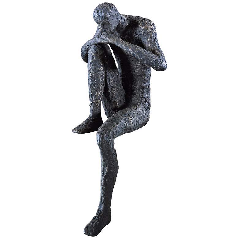 Image 1 Cyan Design Thinking Man 9" High Black Finish Shelf Decor Sculpture